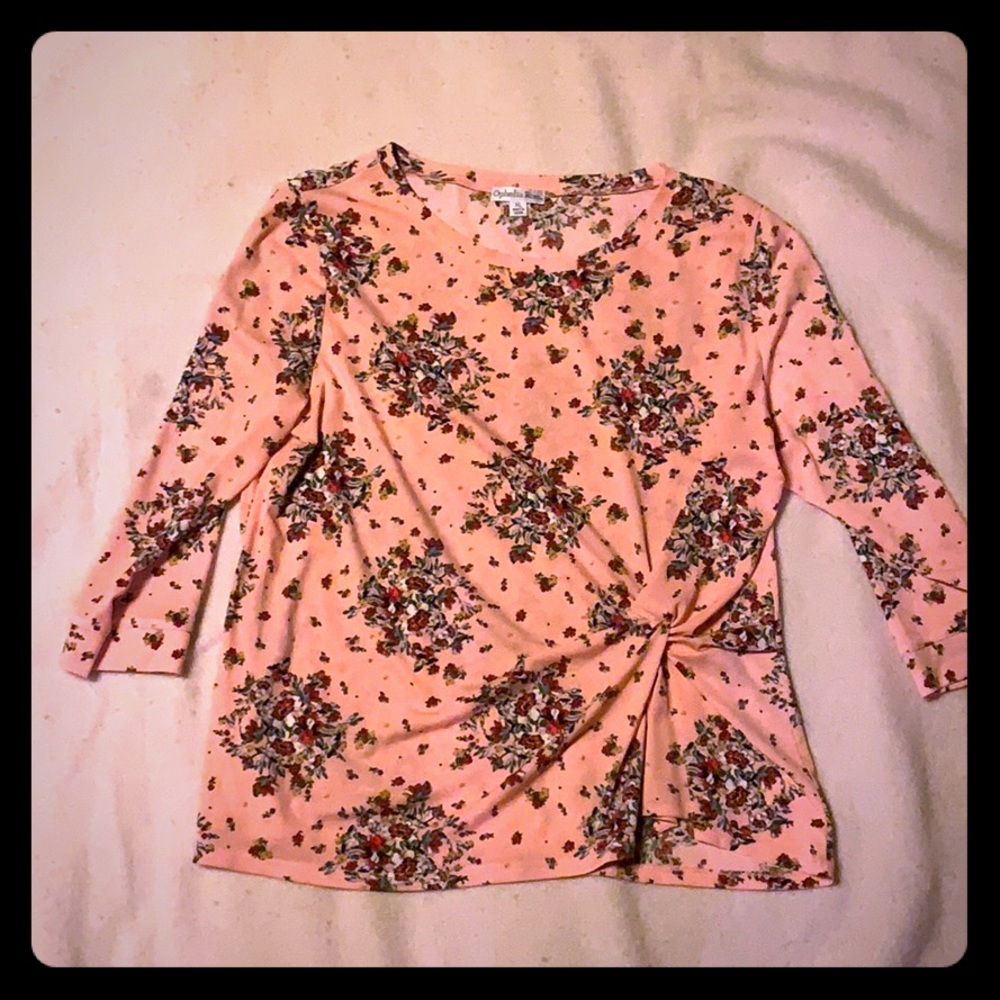 Peach top with flower print